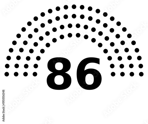 Hemicycle 86 seats - 8 rows