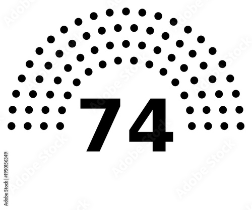 Hemicycle 74 seats - 8 rows