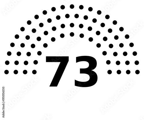 Hemicycle 73 seats - 8 rows