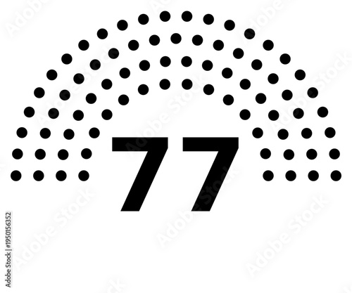 Hemicycle 77 seats - 8 rows