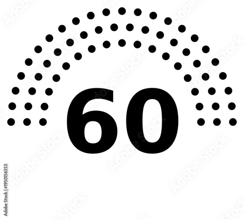 Hemicycle 60 seats - 8 rows