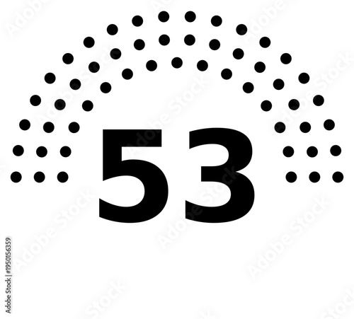 Hemicycle 53 seats - 8 rows