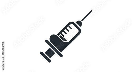 A black and white illustration of a medical syringe with a needle, ready for injection.