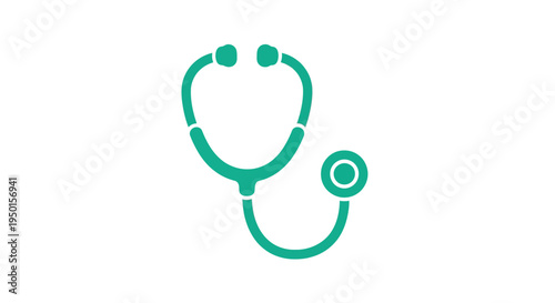 A simple, clean, and modern teal stethoscope icon on a white background, representing healthcare and medical examination.