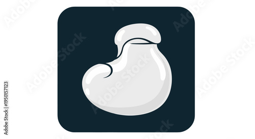 A stylized, cartoonish white boxing glove icon with a dark blue background, featuring a rounded, bulbous shape and a curved thumb.