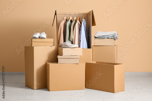 Wardrobe boxes with men's c...