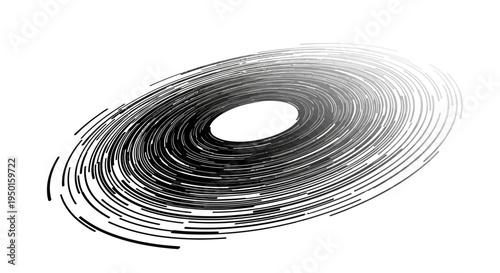 Dynamic abstract swirl of black and white lines creating a sense of rapid motion and futuristic energy, a modern digital vortex graphic design element