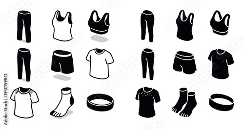 Clothing icons with pants bra shirt minimal