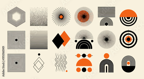 Abstract Geometric Shapes and Patterns with Mid-Century Modern Design Elements