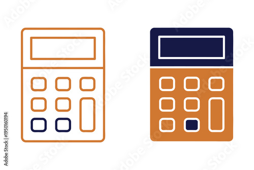 Two stylized calculator icons with different color schemes isolated on transparent background