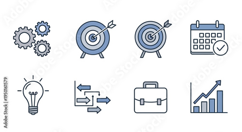 Business strategy and planning icons set.
