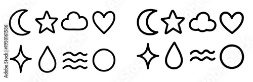 Celestial icons with moon star cloud minimal