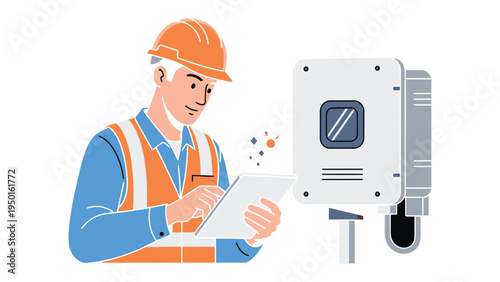 Technician inspecting industrial equipment: A technician in safety attire diligently inspects industrial equipment, demonstrating expertise and precision.