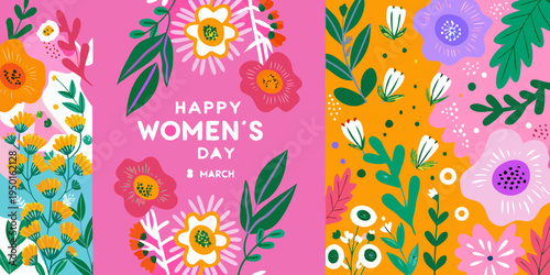 Colorful floral illustration celebrating international women s day on march 8th