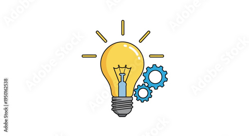 Innovation concept with light bulb and gears.