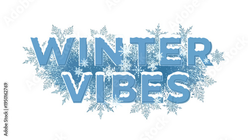 A striking digital illustration capturing the refreshing spirit of winter, showcasing beautifully frosted blue lettering amidst intricate snowflake