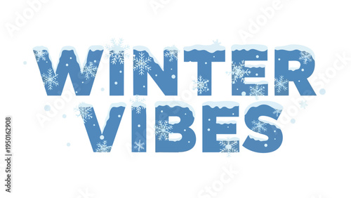 Embrace the enchanting spirit of the cold season with this delightful winter vibes typography featuring intricate snowflakes and fresh snow details