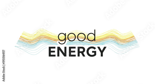 A vibrant abstract visual representation of positive energy flow, dynamic waves combining warm yellow and cool blue hues, signifying harmony and