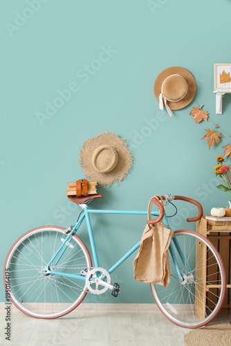 Bicycle and stylish hats wi...