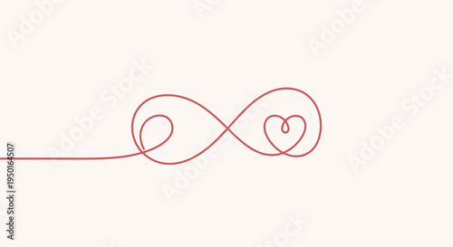 Infinity heart symbol single line art, eternal love, romantic backgro