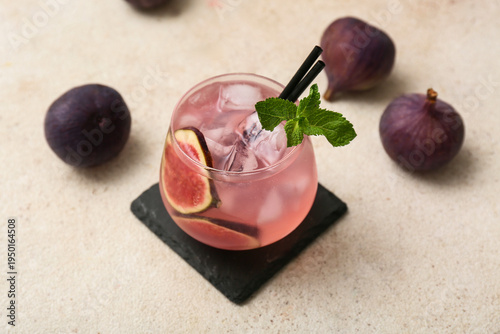 Glass of tasty fig lemonade...