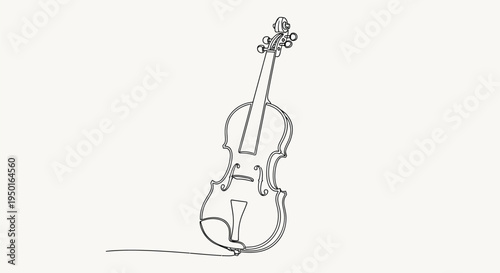 Violin line art drawing on simple background with suitable for