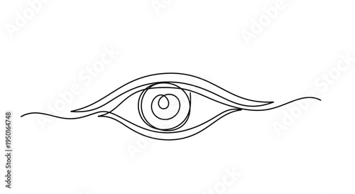Schilderij op canvas Abstract eye one line drawing minimalist design with single line