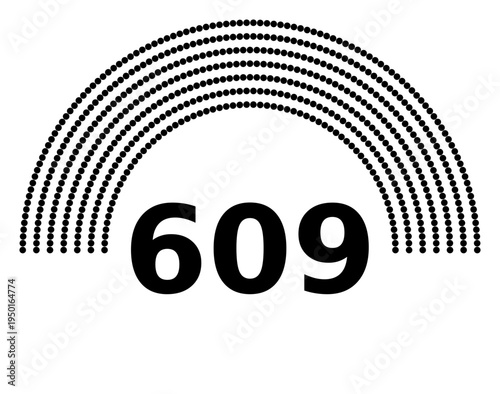 Hemicycle 609 seats - 8 rows