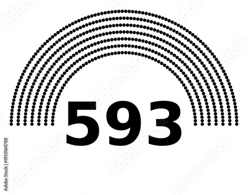 Hemicycle 593 seats - 8 rows