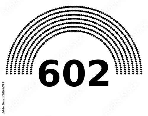 Hemicycle 602 seats - 8 rows