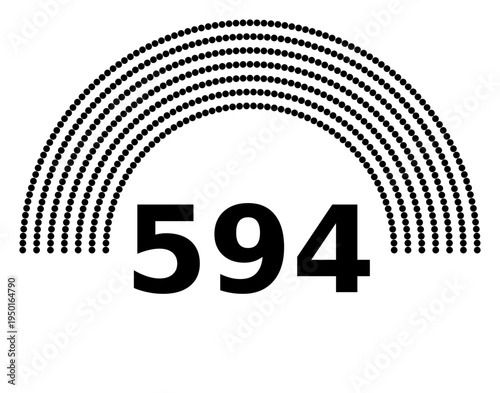 Hemicycle 594 seats - 8 rows