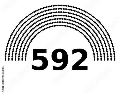 Hemicycle 592 seats - 8 rows