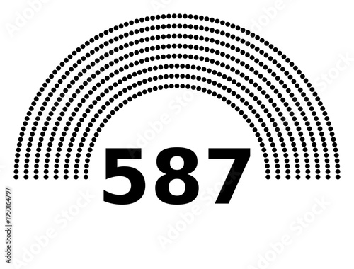 Hemicycle 587 seats - 8 rows