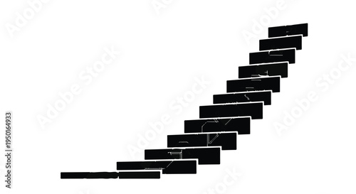 Black staircase steps ascending graphic illustration on white background for business growth concept
