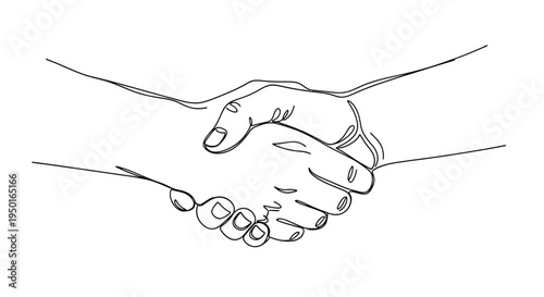 Handshake, minimalist line art, business agreement concept
