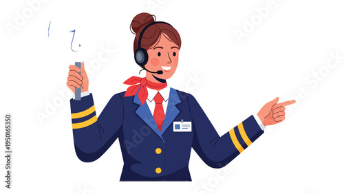 Air Traffic Controller: A skilled air traffic controller, equipped with headset and pointing gestures, expertly guides aircraft with precision and clarity.
