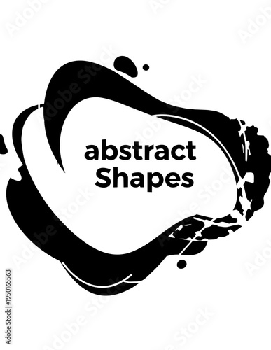 Black abstract shapes design element.