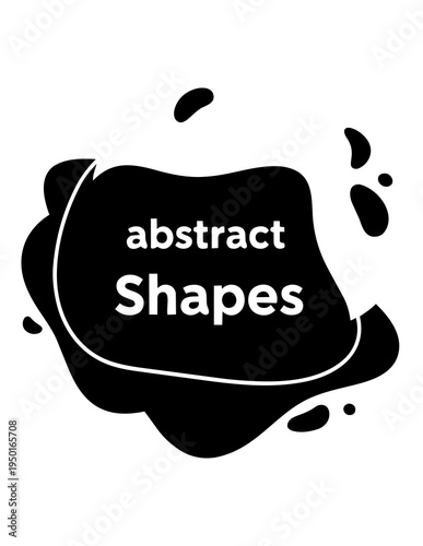 Black abstract shapes design element.