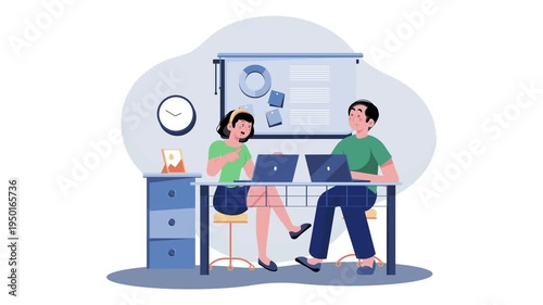 Data Analysis Collaboration Animation Scene