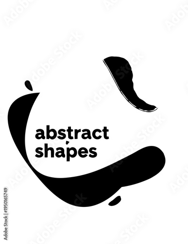 Black abstract shapes on white background.