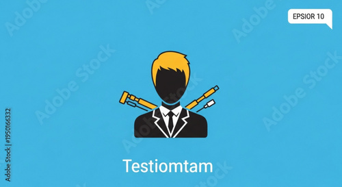 Businessman icon with pencils test and exam concept on blue background education and assessment symbol