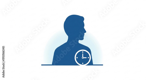 Man silhouette with clock on shoulder time management concept business productivity schedule