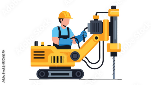 Operator at Work: A construction worker skillfully operates a heavy drilling machine, showcasing the synergy between human expertise and powerful technology in the realm of industry.