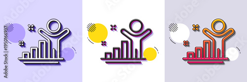 Winner line icon. Halftone dotted pattern. Gradient icon with grain shadow. Best results sign. First place symbol. Line winner icon. Various designs. Vector