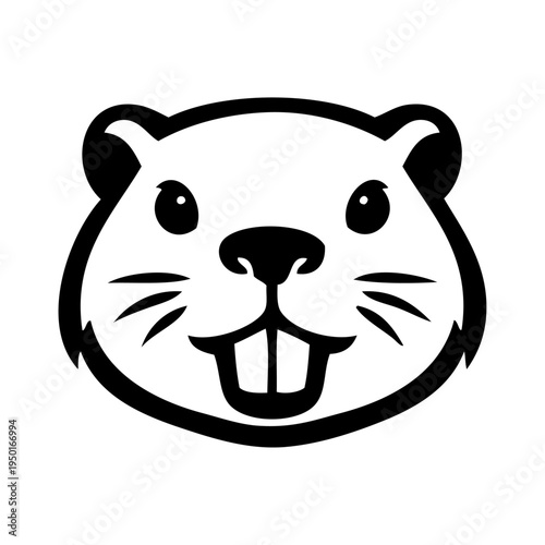 Logotipo con dibujo sencillo con líneas de la cabeza de un castor visto de frente 