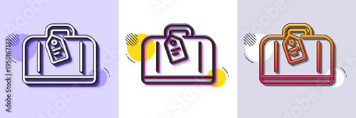 Airport hand baggage reclaim line icon. Halftone dotted pattern. Gradient icon with grain shadow. Airplane luggage sign. Flight checked bag symbol. Line hand baggage icon. Various designs. Vector