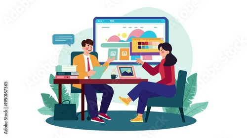 UI UX Design Meeting Animation Scene
