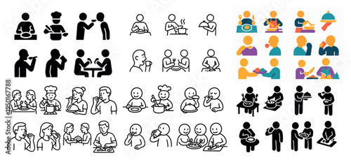 Dining icons with person plate fork minimal
