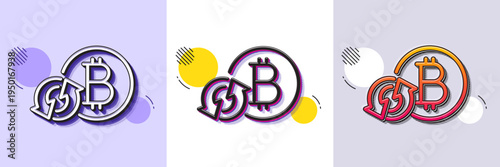 Bitcoin line icon. Halftone dotted pattern. Gradient icon with grain shadow. Refresh cryptocurrency coin sign. Crypto money symbol. Line refresh bitcoin icon. Various designs. Vector
