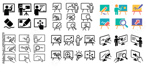 Presentation icons with presenter board pointer outline
